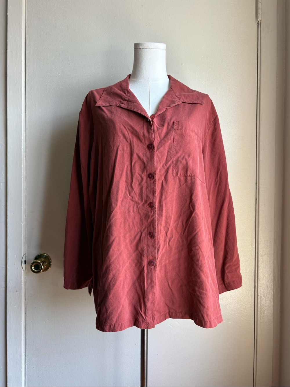 anna & frank silk button front long sleeve